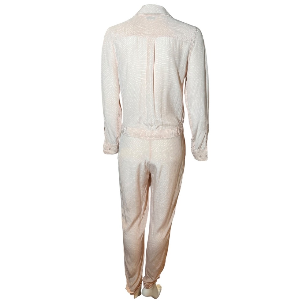 Equipment Femme Pink Silk Dot Print Long Sleeve Button Down Jumpsuit Small - Picture 4 of 9